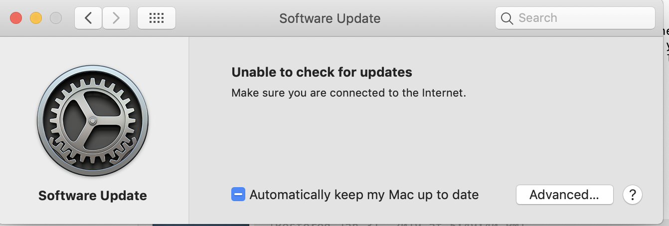 software update for mac does not load the internet